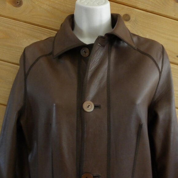 Vera Pelle Shasa Brown Reversible Genuine Leather Suede Jacket S Made in Italy - Picture 2 of 16